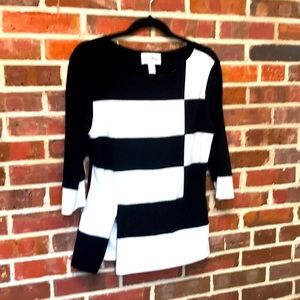 Joseph Ribkoff Black and White Striped Top